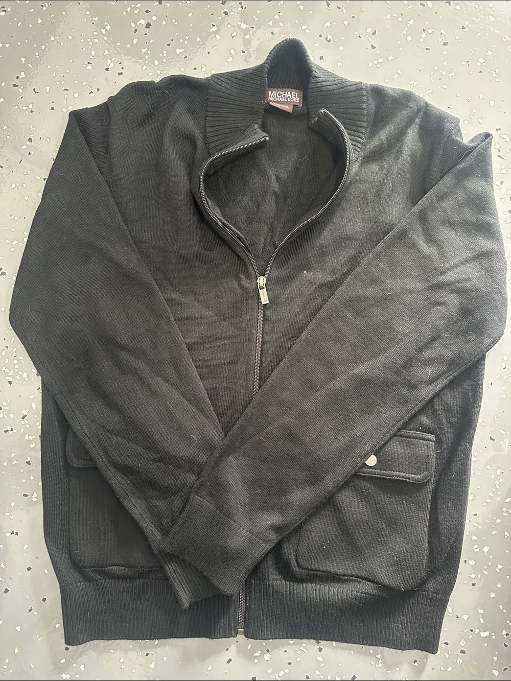 Michael Kors Men’s Black Zip-Up Knit Sweater